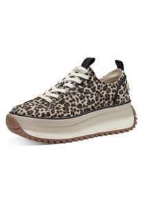 Tamaris Damen Plateausneaker "Milena", Gr. 37leodruck, Textil, Synthetik, animal-print, sportlich, Schuhe, Freizeitschuh, Halbschuh, Schnürschuh mit