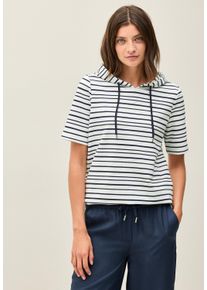 Cecil Damen Kapuzenshirturban navy blau, casual, Gr. XL, gestreift, Stoff, 71% Polyester, 28% Viskose, 1% Elasthan, Shirts, mit Elastiksaum