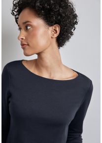 Street One Damen Langarmshirt "Style Lanea", blau, casual, Gr. 44, unifarben, Jersey, Obermaterial: 50% Baumwolle, 50% Modal, Shirts, mit U-Boot