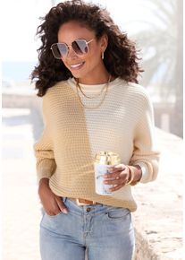 Vivance Damen Strickpullover, beige, modisch, Gr. 32, colorblocking, Rippstrick, Obermaterial: 100% Polyacryl, Pullover, in Colorblock-Optik, Rundhals