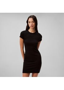 Damen Jerseykleid "SS CTN CNTR 1X1 RB S", schwarz, feminin, Gr. XL, Calvin Klein Jeans, unifarben, Jersey, Obermaterial: 93% Baumwolle, 7% Elasthan,