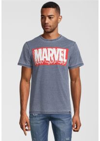 Recovered Herren T-Shirt "Marvel Slime Logo Vintage", blau, Gr. XXL, bedruckt, 60% Polyester, 40% Baumwolle, Shirts, mit Marvel Logoprint