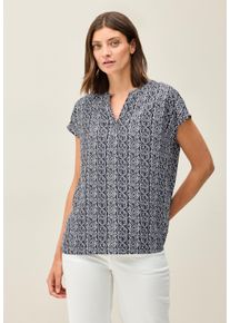 Cecil Damen Kurzarmbluse, blau, casual, Gr. XXL, bedruckt, Web, Obermaterial: 100% Viskose, Blusen, mit All-Over Print