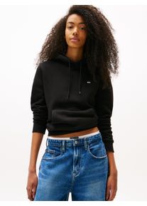 Tommy Jeans Damen Hoodie "TJW REG S FLAG HOODIE", schwarz, casual, Gr. S, unifarben, Sweatware, Obermaterial: 80% Baumwolle, 20% Polyester,