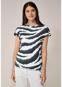 Cecil Damen T-Shirtvolcanic grau, casual, Gr. XL, bedruckt, Web, 100% Baumwolle , Shirts, mit U-Boot-Ausschnitt