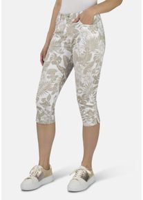 STOOKER WOMEN Damen 7/8-Hose "Tahiti Print Capri Slim Fit", beige, casual, Gr. 40, Twill, 98% Baumwolle, 2% Elasthan, Hosen, Capri Slim Fit Casual