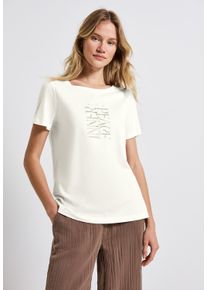 Street One Damen T-Shirt, weiß, casual, Gr. 44, unifarben, Web, Stoff, 50% Baumwolle, 50% Modal, Shirts, im soften Baumwoll-Mix