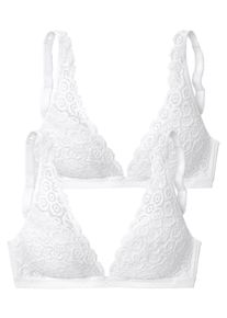 Petite Fleur Damen Bralette-BH, Gr. 80, weiß, Spitze, Obermaterial: 90% Polyamid, 10% Elasthan, sexy, BHs, ohne Bügel aus Spitze, Dessous