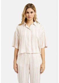 Smith & Soul SMITH & SOUL Damen Kurzarmbluse, beige, casual, Gr. XXL, gestreift, Material: 85% Viskose, 11% Polyester, 4% Leinen, Blusen