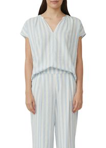 s.Oliver Damen Kurzarmbluse, blau, casual, Gr. 36, bedruckt, Obermaterial: 52% Leinen, 48% Viskose, Blusen, mit All-Over Print