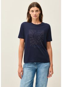 Cecil Damen Print-Shirturban navy blau, casual, Gr. XL, bedruckt, Web, 100% Baumwolle, Shirts, Feel Good Fit