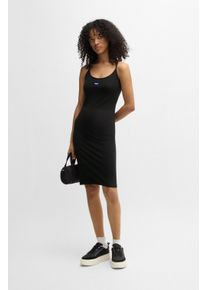 HUGO BLUE Damen Jerseykleid "Narya", schwarz, casual, Gr. M, unifarben, Jersey, Obermaterial: 94% Baumwolle, 6% Elasthan, Kleider, mit Logo