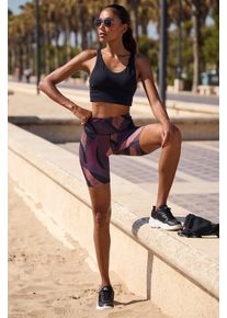 active by Lascana LASCANA ACTIVE Damen Shorts, rot, sportlich, Gr. XS, bedruckt, gemustert, mehrfarbig, Obermaterial: 82% Polyester, 18% Elasthan, Hosen, Abstrakte