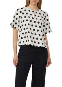s.Oliver Damen Kurzarmblusesanftes weiß, schwarz, casual, Gr. 46, bedruckt, Obermaterial: 84% Viskose, 16% Polyamid, Blusen, mit All-Over Print