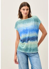 Cecil Damen Print-Shirt, blau, casual, Gr. M, bedruckt, Stoff, 65% Polyester, 35% Viskose, Shirts, mit Glitzer-Wording-Print