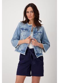 monari Damen Jeansblazer, blau, modisch, Gr. 36, unifarben, Destroyed-Effekte, Denim/Jeans, Obermaterial: 98% Baumwolle, 2% Elasthan, Blazer, mit