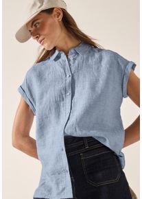 Cecil Damen Hemdblusechambray forever blau, casual, Gr. M, unifarben, Web, Obermaterial: 100% Leinen, Blusen, aus Leinen und mit Knopfleiste