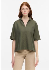 Eterna Damen Longbluse "OVERSIZE FIT", grün, klassisch, Gr. 38, 59% cotton, 41% Leinen, Blusen, EASY IRON (bügelleicht)