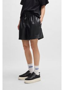 HUGO BLUE Damen Shorts "Henuka", schwarz, casual, Gr. 34, unifarben, Web, Obermaterial: 55% Polyester, 45% Polyurethan, Hosen, Lederimitat, mit