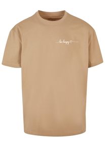 Merchcode Herren T-Shirt "Merchcode Herren Be Happy Heavy Oversize Tee", beige, casual, Gr. XS, bedruckt, 100% Baumwolle, Shirts