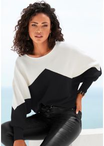 Lascana Damen Strickpullover, schwarz-weiß, modisch, Gr. 32, colorblocking, Strick, Obermaterial: 50% Viskose, 28% Polyester, 22% Polyamid, Pullover,