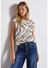 Street One Damen Shirttoptumbled beige, casual, Gr. 38, bedruckt, Obermaterial: 65% Polyester, 35% Viskose, Tops, mit All-Over Print