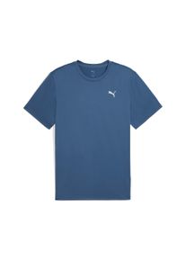Puma Herren Trainingsshirt "M TAD ESSENTIALS SOLID CAT TEE (LC SMALL CAT)", blau, sportlich, Gr. XXL, Jersey, Obermaterial: 100% Polyester, Shirts