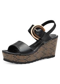 Marco Tozzi Damen Keilsandalette, Gr. 37, schwarz, Lederimitat, modisch, Schuhe, Riemchensandale, Sommerschuh mit schmuckbesetzter Zierschnalle