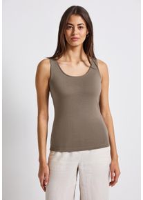 Street One Damen Trägertopschwarz tumbled beige, casual, Gr. 38, unifarben, Web, Stoff, 48% Baumwolle, 48% Modal, 4% Elasthan, Tops, aus softem