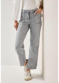 Cecil Damen Loose-fit-Jeans "Style Neele", grau, casual, Gr. 25, Denim/Jeans, Obermaterial: 89% Baumwolle, 8% Polyester, 3% Elasthan, Jeans, mit
