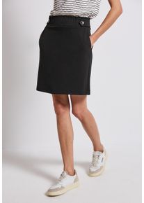 Street One Damen Minirock, schwarz, casual, Gr. 40, unifarben, Web, Obermaterial: 70% Viskose, 25% Polyester, 5% Elasthan, Röcke, mit Knopfdetails