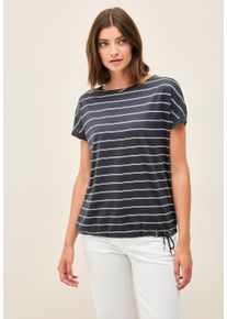 Cecil Damen T-Shirtvolcanic grau, casual, Gr. XXL, gestreift, Web, Stoff, 50% Baumwolle, 50% Modal , Shirts, mit Tunnelzugsaum