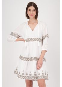 monari Damen Midikleid "Kleid Stickerei", beige, modisch, Gr. 36, unifarben, Web, Obermaterial: 58% Baumwolle, 42% Modal. Futter: 100% Baumwolle,