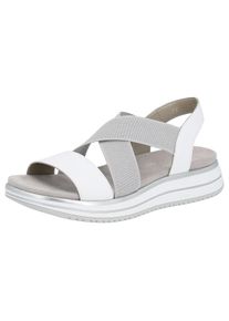 Remonte Damen Riemchensandale, Gr. 36, grau, Leder, sportlich, Schuhe, Sommerschuh, Sandalette, Keilabsatz, mit praktischem Gummizug