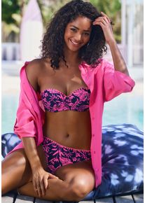 Lascana Damen Longbluse, pink, casual, Gr. 38, unifarben, Web, Obermaterial: 58% Viskose, 28% Baumwolle, 14% Leinen, Blusen, aus leichter Webware mit