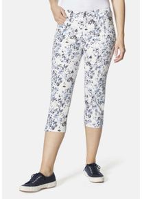 STOOKER WOMEN Damen 7/8-Hose "Tahiti Print Capri Slim Fit", blau, casual, Gr. 48, Twill, 98% Baumwolle, 2% Elasthan, Hosen, Capri Slim Fit Casual
