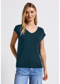 Street One Damen T-Shirt, blau, casual, Gr. 36, unifarben, Stoff, 95% Viskose, 5% Elasthan, Shirts, bestehend aus einem Materialmix