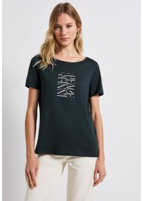Street One Damen T-Shirtpine grove grün, casual, Gr. 42, unifarben, Web, Stoff, 50% Baumwolle, 50% Modal, Shirts, im soften Baumwoll-Mix