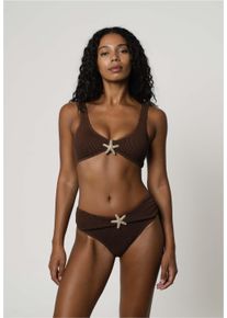 MODA MINX Damen Triangel-Bikini-Top, braun, feminin, Gr. M, unifarben, 97% Polyamid, 3% Elasthan, Bikini-Oberteile, mit tollem Seestern-Element