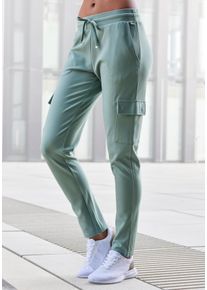 Lascana Damen Cargohose, Gr. 32, grün, Obermaterial: 70% Viskose, 25% Polyamid, 5% Elasthan, unifarben, Basic, Hosen, in weich fließendem Material,