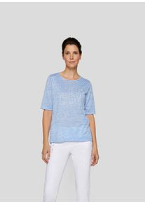 Rabe Damen Rundhalsshirtdunkel jeans, casual, Gr. 42, gestreift, Web, Obermaterial: 54% Viskose, 46% Polyester, Shirts, im Streifenlook und mit Nieten