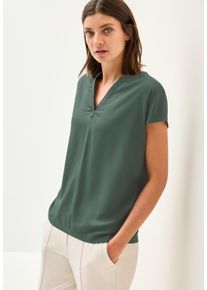 Cecil Damen Kurzarmblusebalmy khaki, casual, Gr. S, unifarben, Web, Obermaterial: 100% Viskose, Blusen, mit geschlitztem Ausschnitt