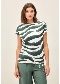 Cecil Damen T-Shirtschwarz balmy khaki, casual, Gr. XS, bedruckt, Web, 100% Baumwolle , Shirts, mit U-Boot-Ausschnitt