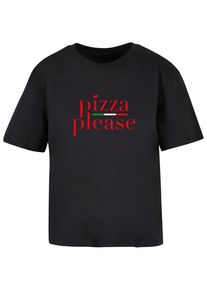 MISS TEE Herren T-Shirt "Miss Tee Damen Pizza Please Tee", schwarz, casual, Gr. XS, bedruckt, 100% Baumwolle, Shirts