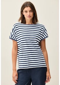 Cecil Damen T-Shirturban navy blau, casual, Gr. S, gestreift, Obermaterial: 50% Baumwolle, 50% Modal, Shirts, mit Streifen Muster