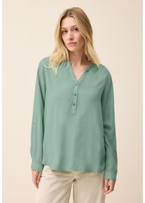 Cecil Damen Langarmblusematcha grün, casual, Gr. XS, unifarben, Stoff, 100% Viskose, Blusen, mit dekorativer Knopfleiste