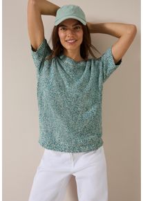 Cecil Damen Kurzarmpullovercool salvia grün, casual, Gr. M, Intarsienmuster, Strick, Obermaterial: 57% Baumwolle, 43% Polyester, Pullover, aus Mouliné