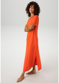 Aniston CASUAL Damen Maxikleid, orange, casual, Gr. 44, unifarben, Jersey, Obermaterial: 47% Polyester, 47% Viskose, 6% Elasthan, Kleider, mit