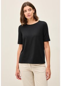 Cecil Damen T-Shirt, schwarz, Basic, Gr. XL, unifarben, Web, Stoff, 47% Baumwolle, 47% Modal, 6% Elasthan, Shirts, im soften Baumwoll-Mix