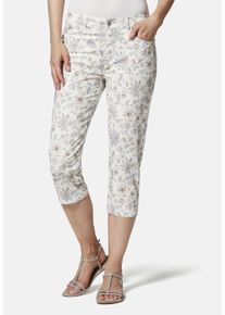 STOOKER WOMEN Damen 7/8-Hose "Tahiti Print Capri Slim Fit", grau, casual, Gr. 46, Twill, 98% Baumwolle, 2% Elasthan, Hosen, Capri Slim Fit Casual